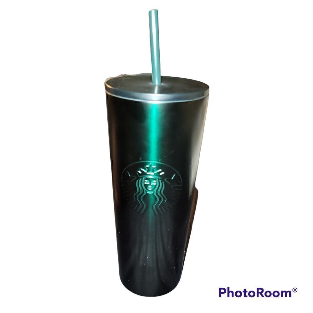 Dark green Starbucks 24oz stainless tumbler holiday 2020  ^